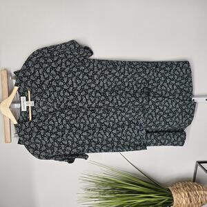 Vintage Jones Wear Black‎ Floral Rayon Blouse and Skirt Set